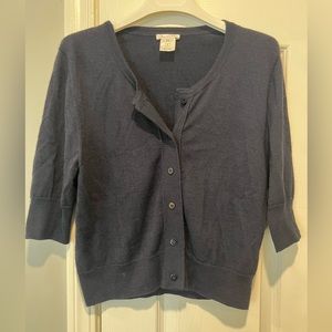 Oscar De La Renta Navy Cropped Cardigan